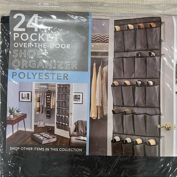 New-over the Door Shoe Organizer, 24 Large Pocket &3 Strong Metal Hooks - Picture 1 of 8
